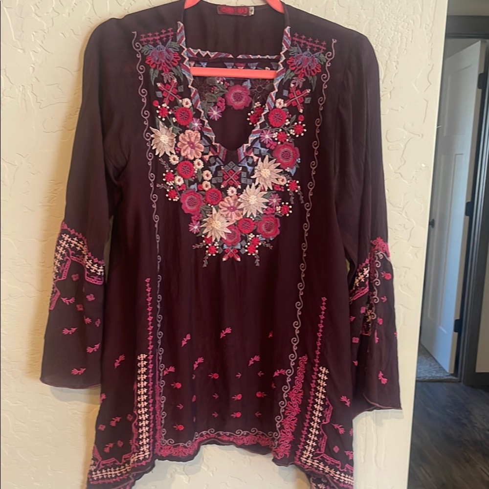 Johnny Was Purple and Pink Embroidered Tunic - ECU